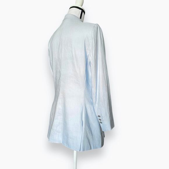 Antonio Melani Riviera Linen Blazer Jacket Fits Sz S Light Blue Silver Buttons - Picture 8 of 15